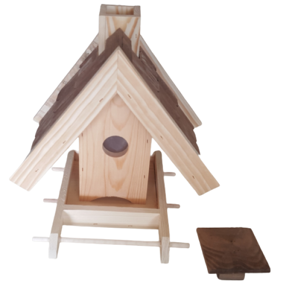 Vogelhaus - Holzdach – Fichte – Größe: L: 24 cm x B: 30 cm x H: 31 cm